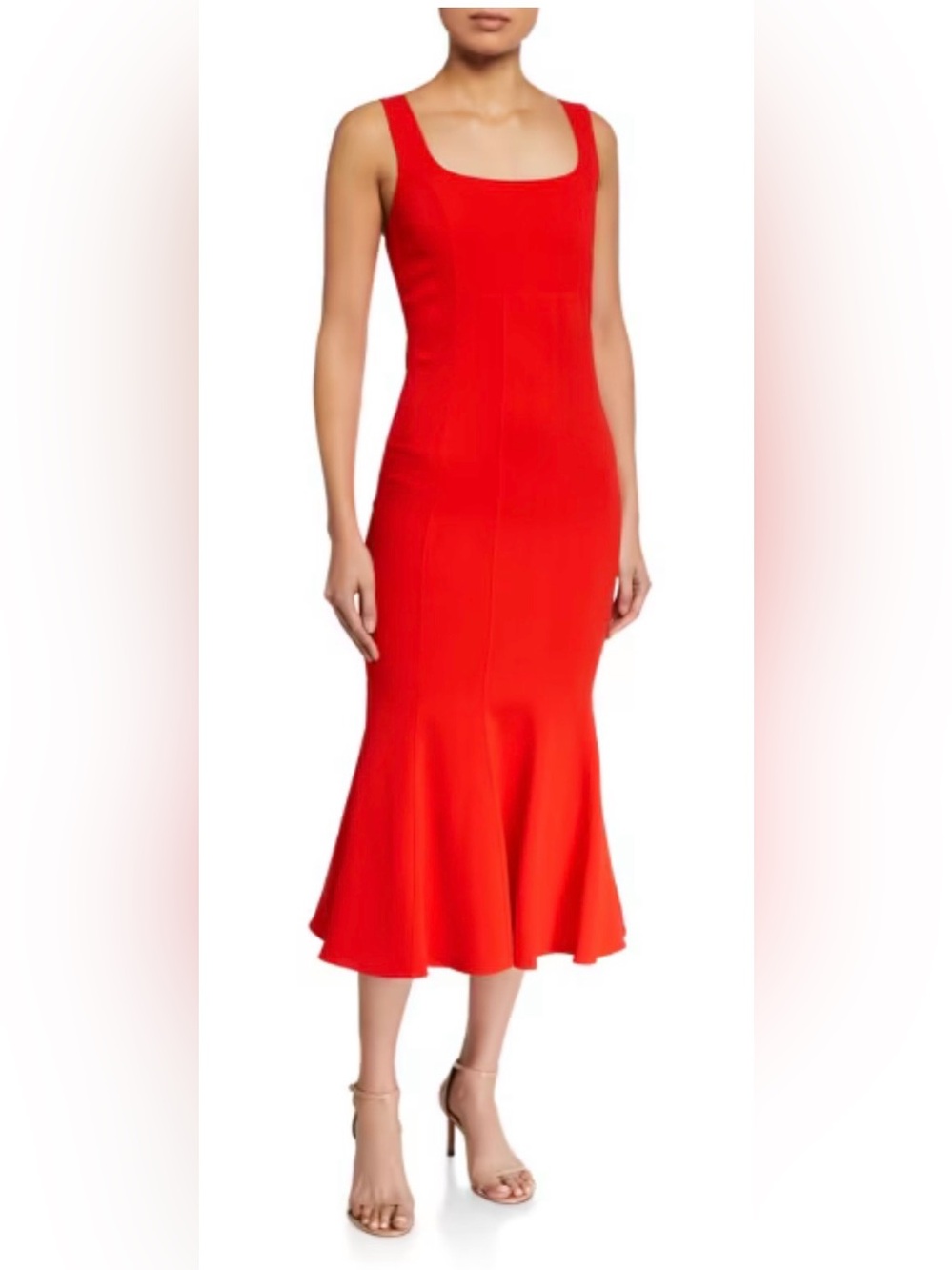 Veronica Beard Red Fitted Mermaid Midi Dress